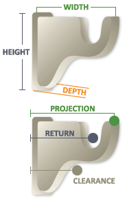 7 1/2" Return Bracket Size Diagram